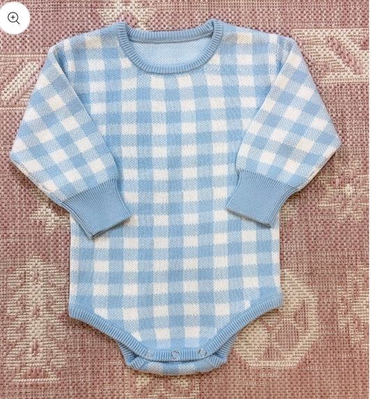 Pink or blue gingham onesie pre-order (closes 9/10)